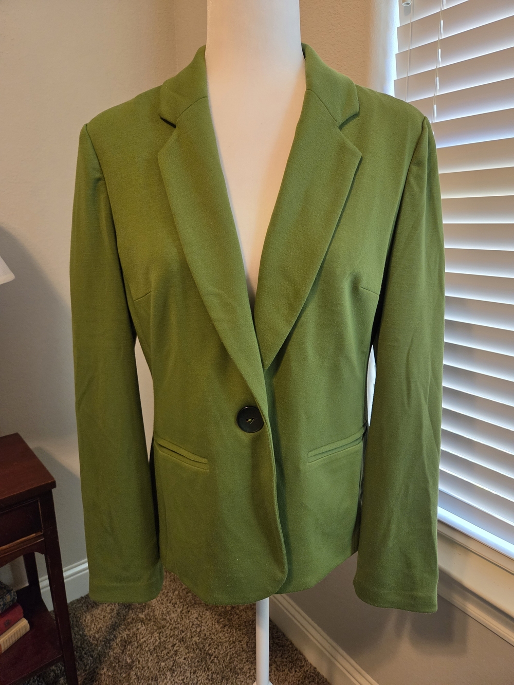 Kim Rogers Olive Green Single-Button Blazer